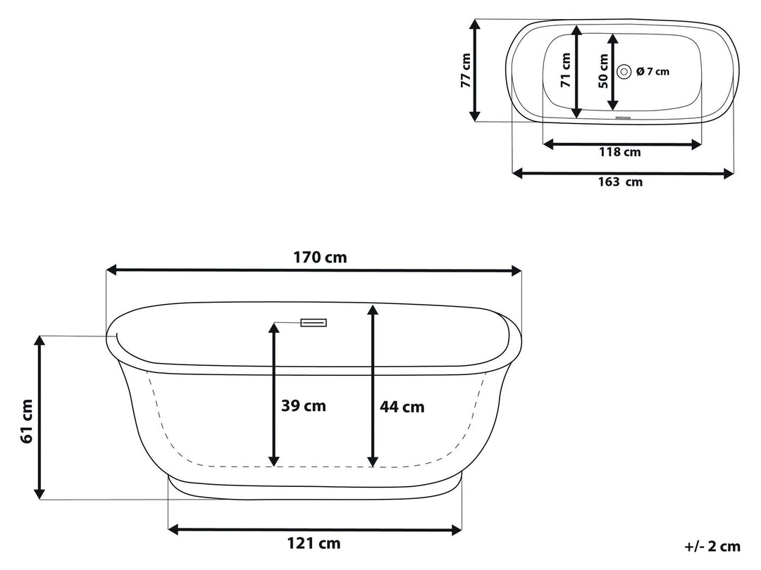 Freestanding Bath 1700 x 770 mm White Tesoro