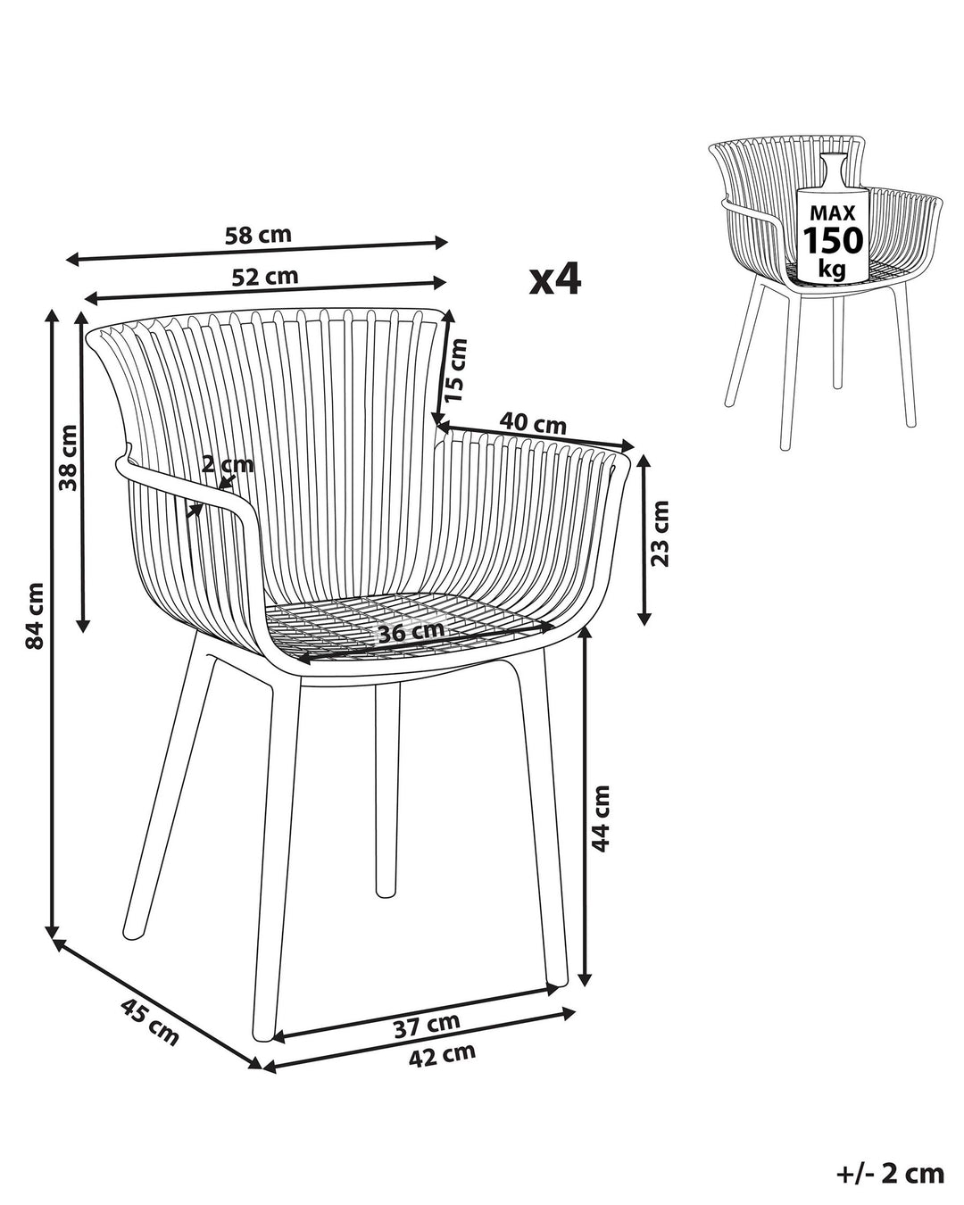 Set of 4 Plastic Dining Chairs Yellow Pesaro