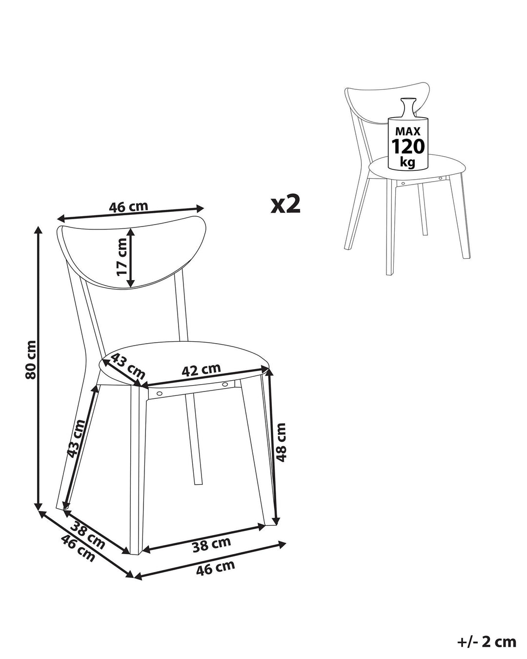 Dining Chair Set of 2 Dark Wood Erie