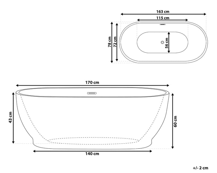 Freestanding Bath 1700 x 780 mm White Levera