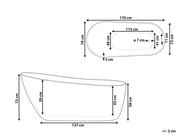 Freestanding Bath 1700 x 780 mm White Solarte