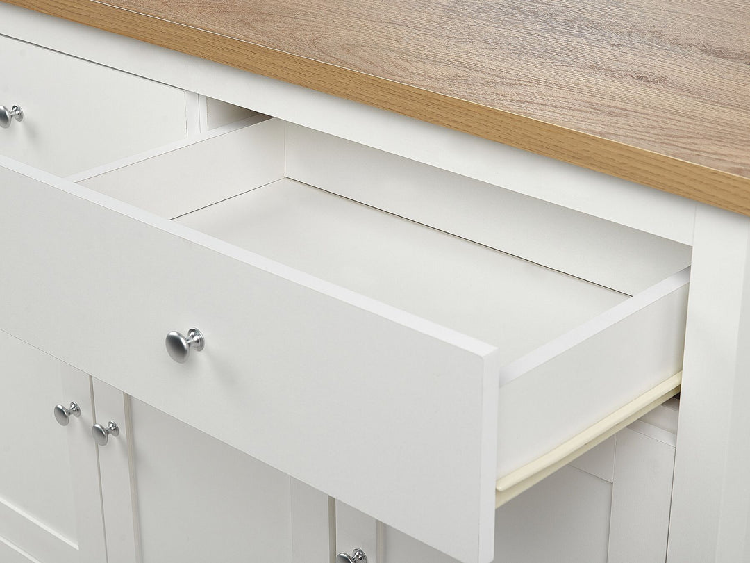 2 Drawer Sideboard White and Light Wood Atoca