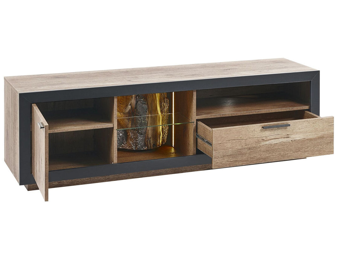 TV Stand LED Light Wood and Black Marana