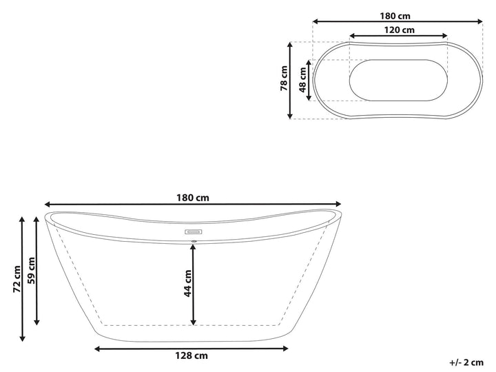 Freestanding Bath 1800 x 780 mm White Antigua