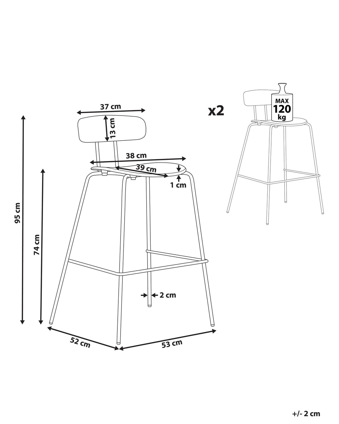 Bar Chair Set of 2 Green Sibley