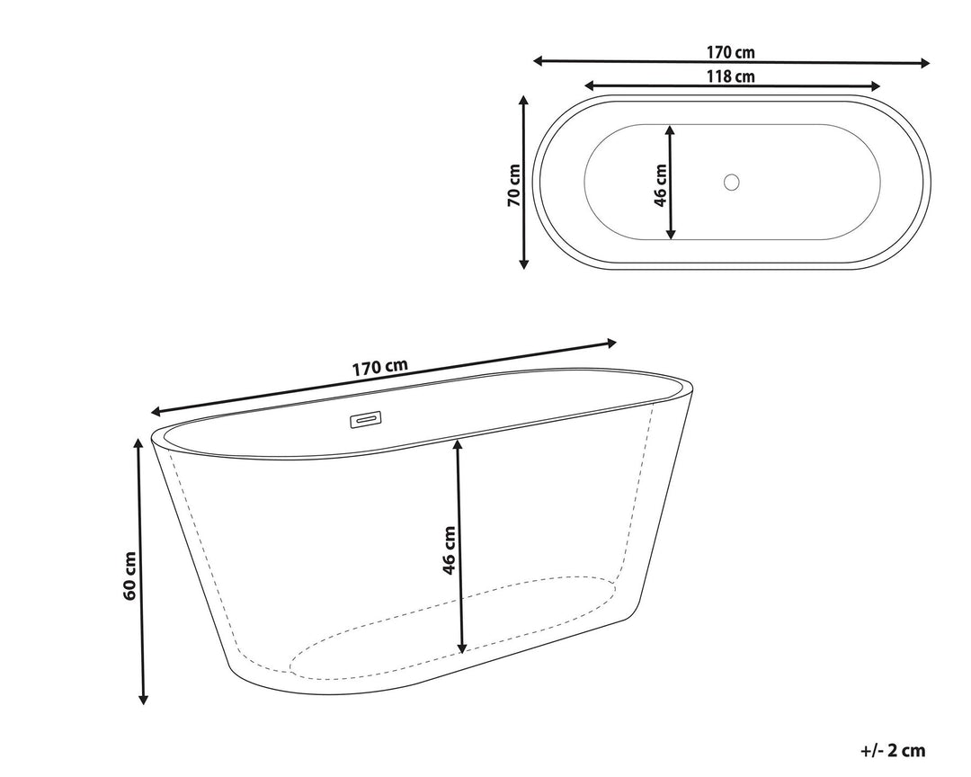 Freestanding Oval Bath 1700 x 700 mm Black Cabritos