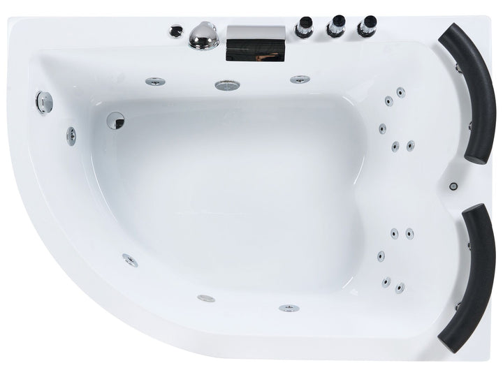 Left Hand Whirlpool Corner Bath with LED 1580 x 1130 mm White Paradiso