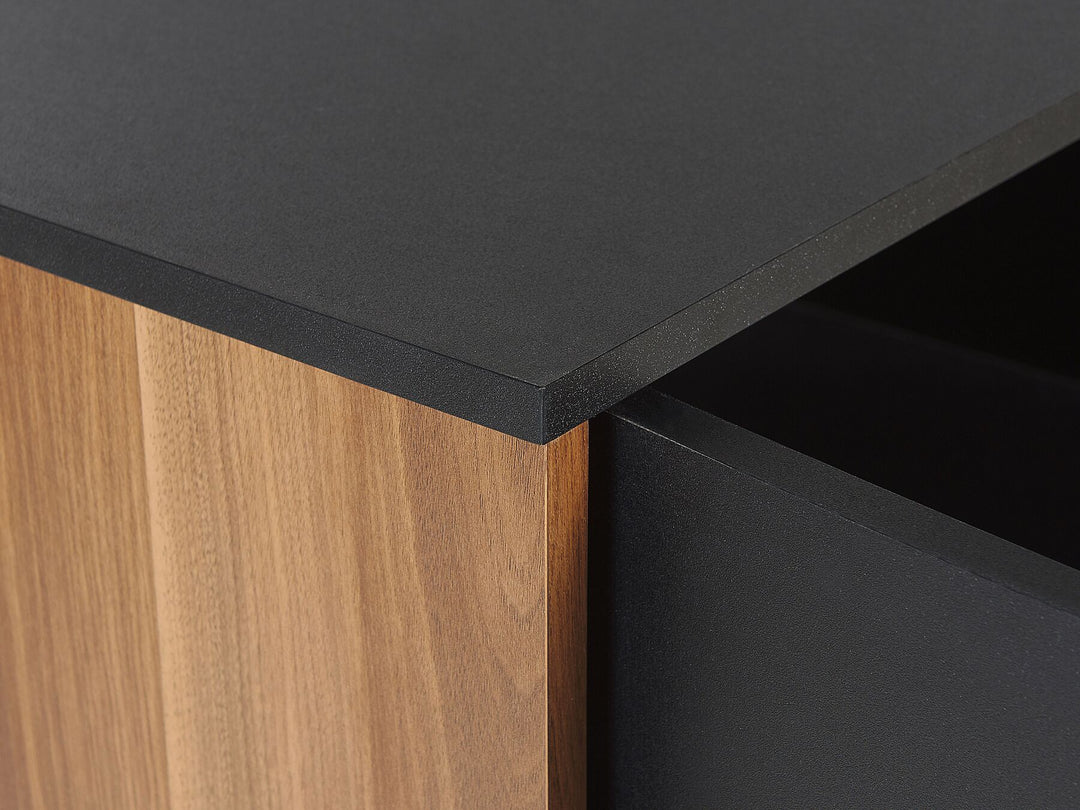 3 Drawer Sideboard Black with Dark Wood Kuro