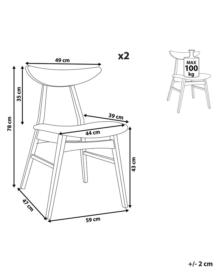 Rubberwood Dining Chair Set of 2 Dark Grey Lynn