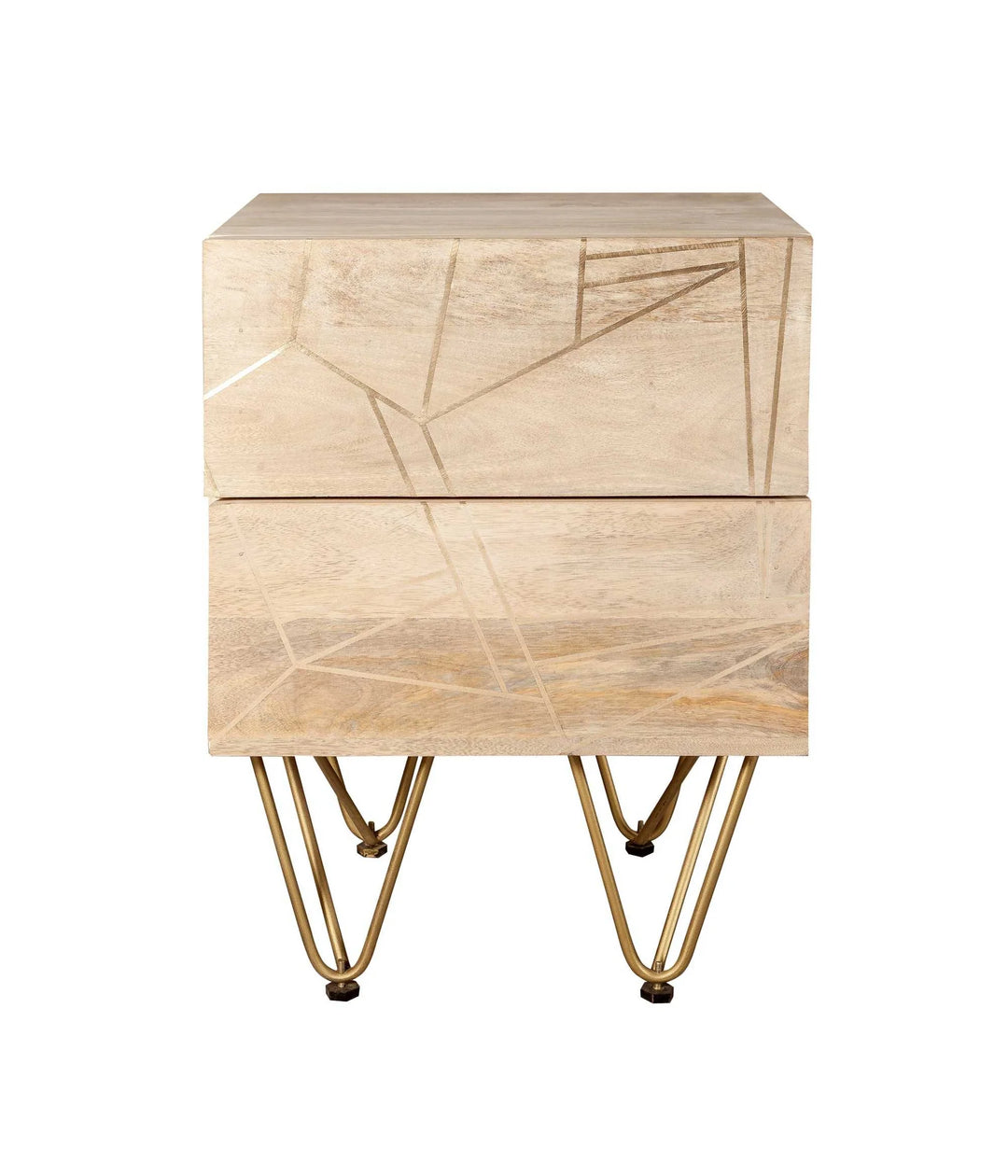 2 Drawer Side Table Light Gold