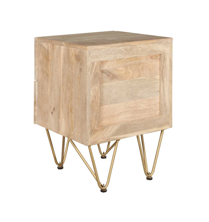 2 Drawer Side Table Light Gold