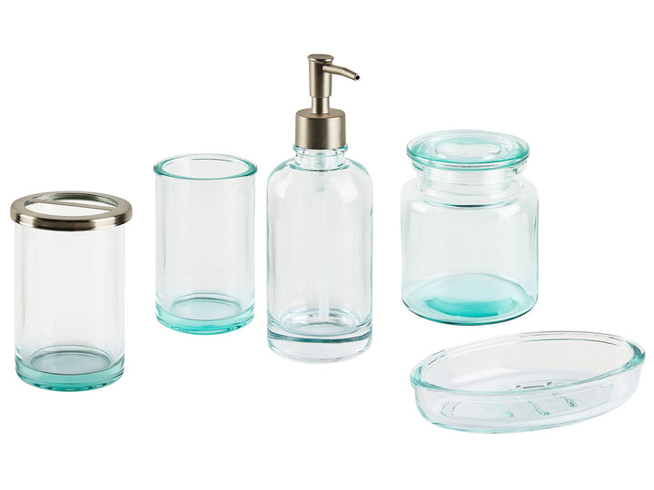 Glass 5-Piece Bathroom Accessories Set Green Amarga