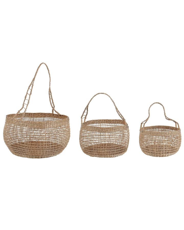 Set of 3 Seagrass Baskets Natural Arapaima