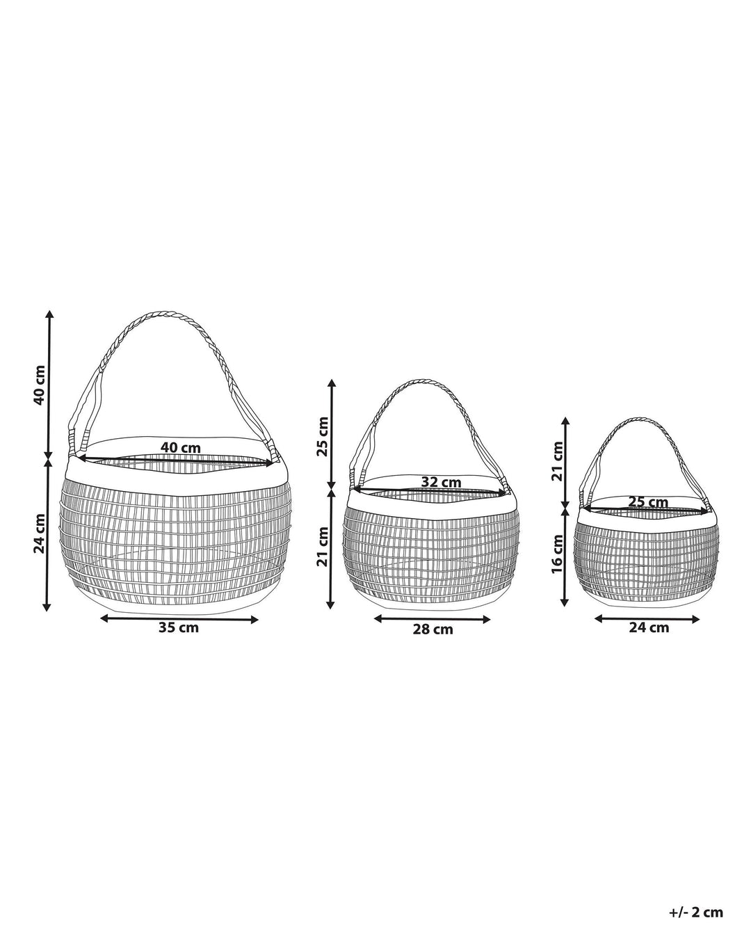 Set of 3 Seagrass Baskets Natural Arapaima