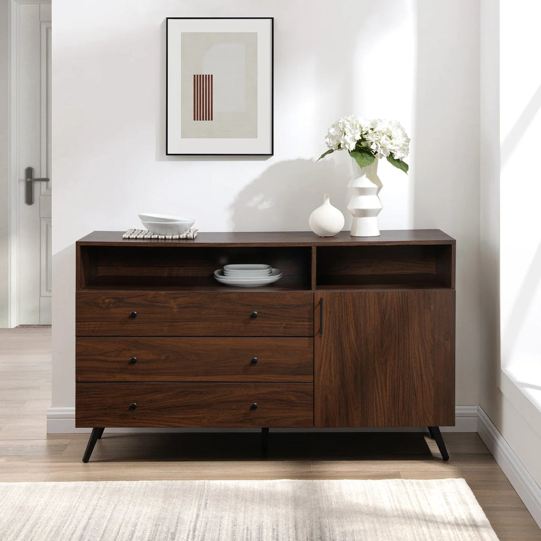 3 Drawer 1 Door Sideboard Dark Walnut Alonzo