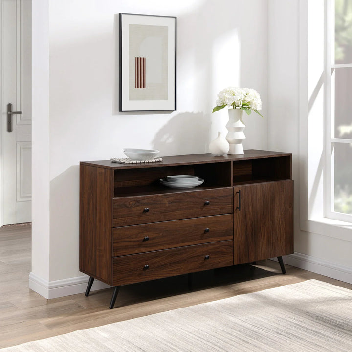 3 Drawer 1 Door Sideboard Dark Walnut Alonzo