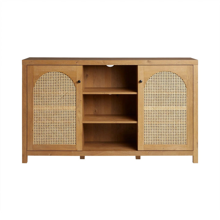 2 Door Sideboard with Arched Rattan Panels Pulli