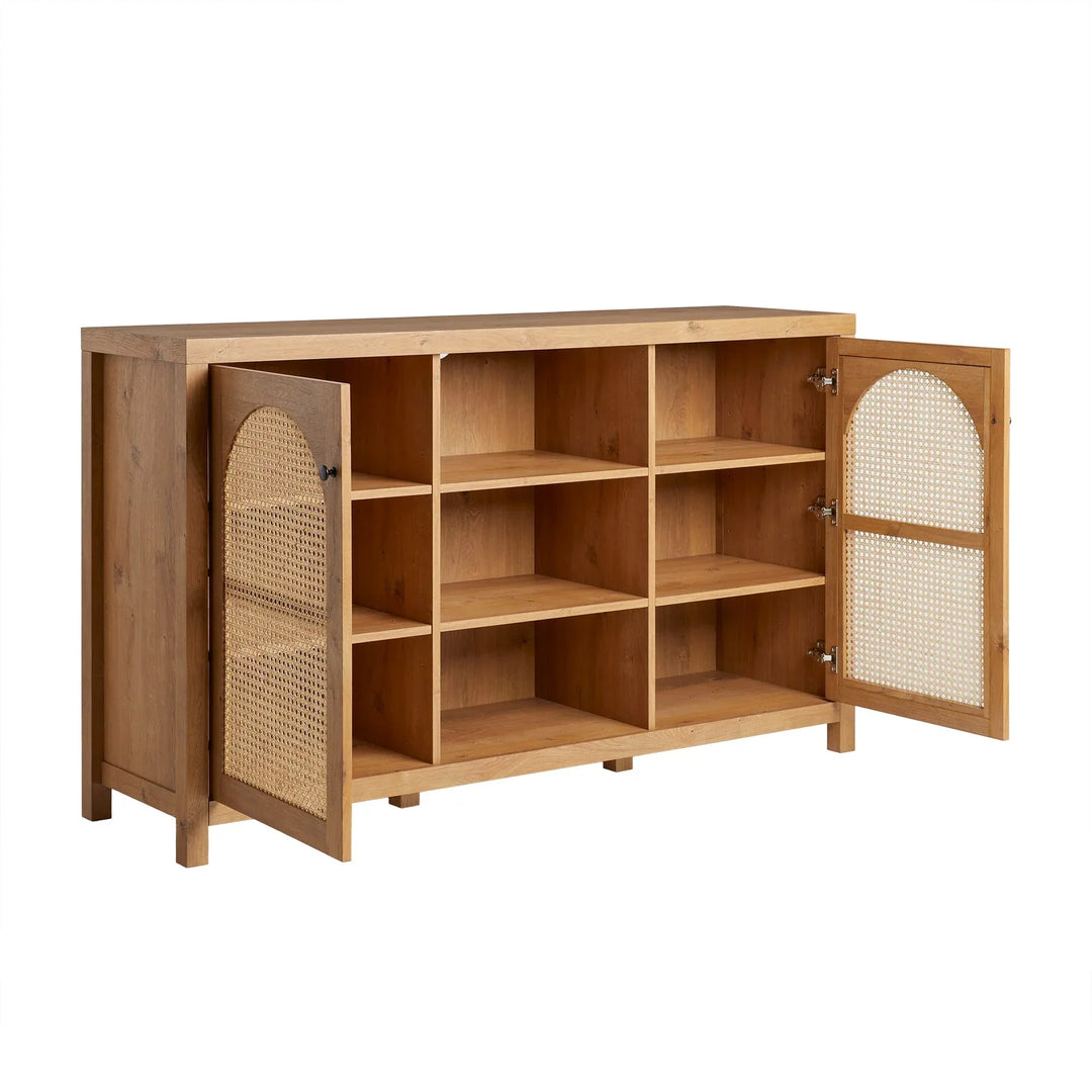 2 Door Sideboard with Arched Rattan Panels Pulli