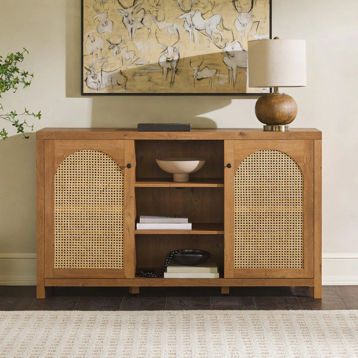 2 Door Sideboard with Arched Rattan Panels Pulli