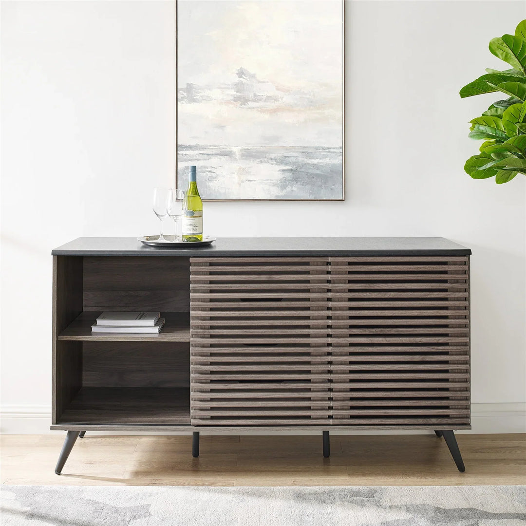 2 Sliding Door 4 Drawer Sideboard Ebony Mika