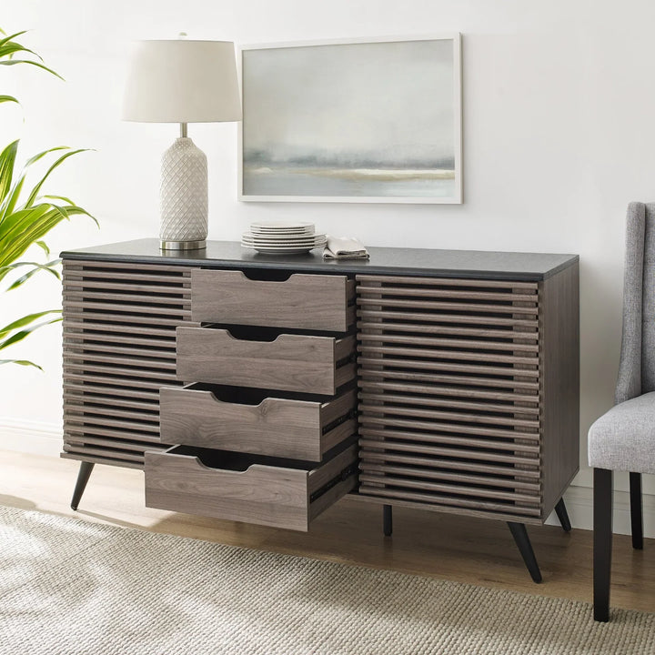 2 Sliding Door 4 Drawer Sideboard Ebony Mika