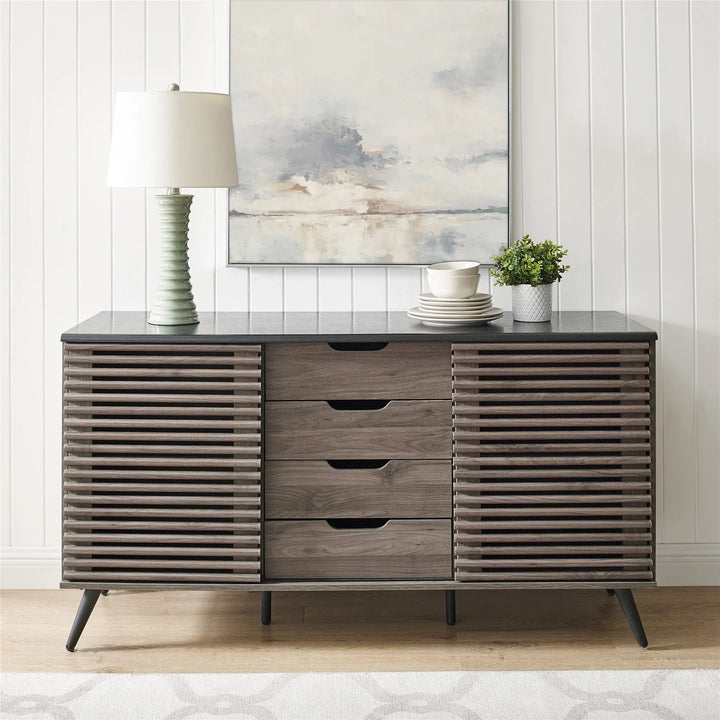 2 Sliding Door 4 Drawer Sideboard Ebony Mika