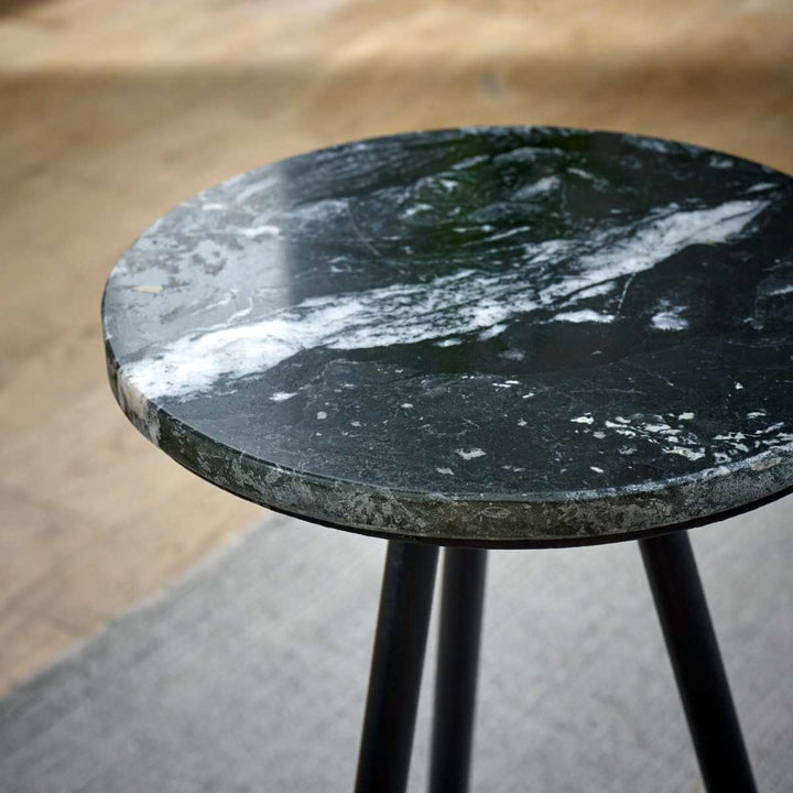 Black Marble Top & Metal Legs Side Table Opal