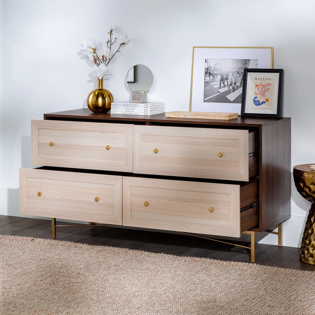 4 Drawer Dresser Dark Walnut/White Poplar Tereza