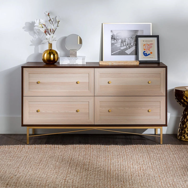 4 Drawer Dresser Dark Walnut/White Poplar Tereza