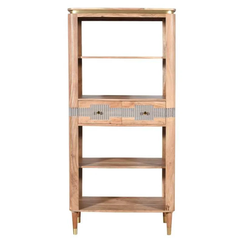 Wilton Acacia Wood 2 Drawers Open Bookcase