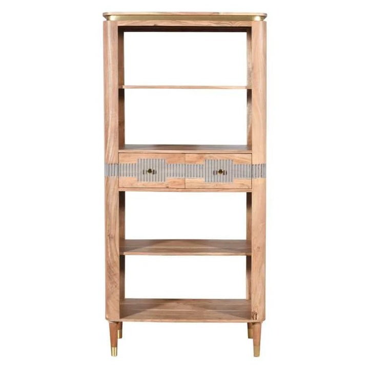 Wilton Acacia Wood 2 Drawers Open Bookcase