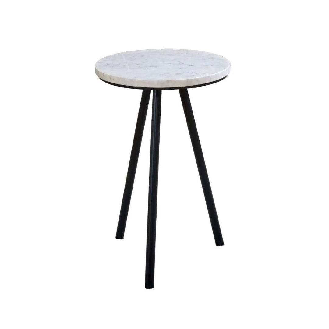 White Marble Top & Metal Legs Side Table Opal