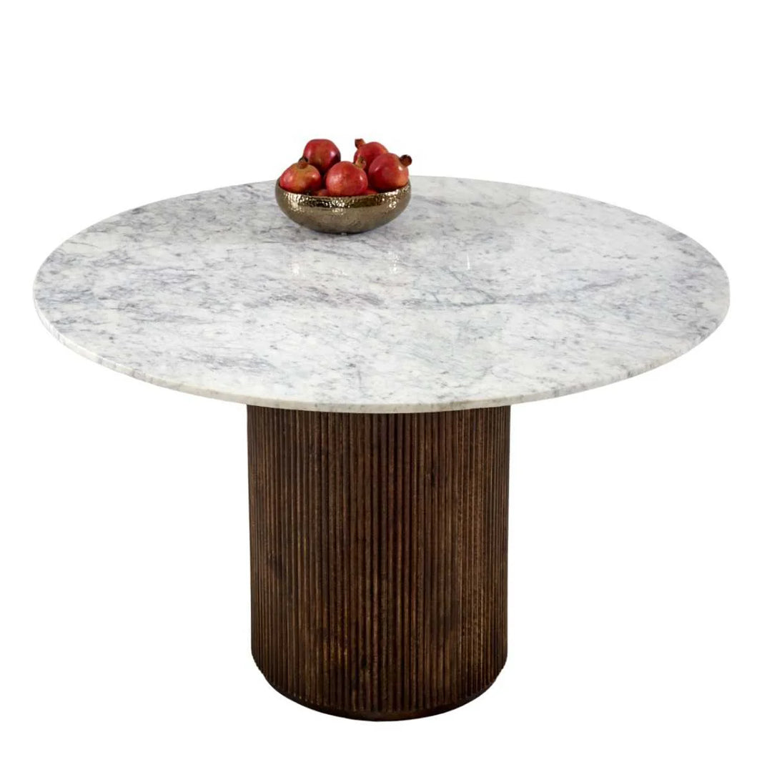 Mango Wood Dining Table Round With Marble Top Opal