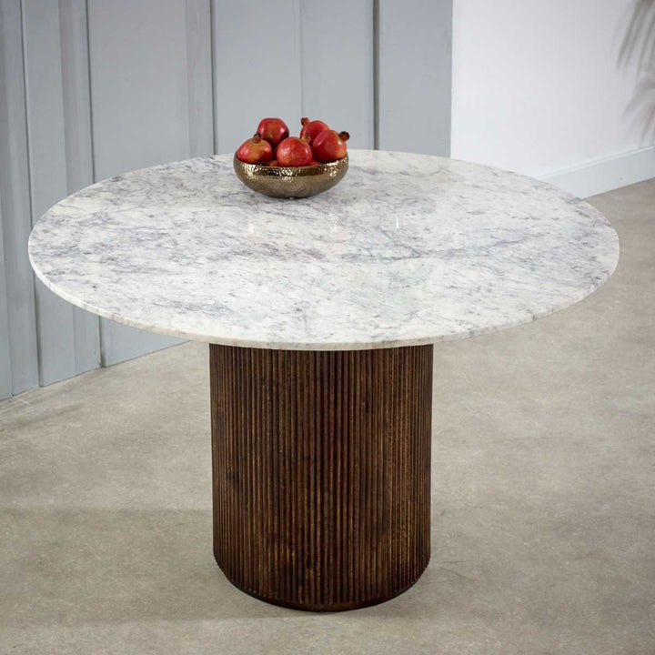 Mango Wood Dining Table Round With Marble Top Opal