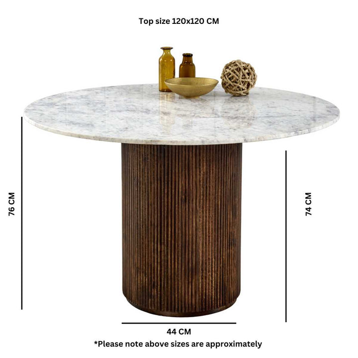 Mango Wood Dining Table Round With Marble Top Opal