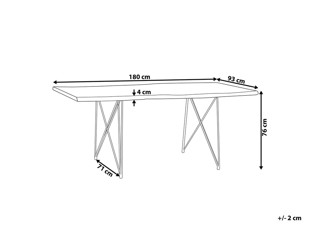 Acacia Dining Table 180 x 90 cm Dark Wood with Black Sweden