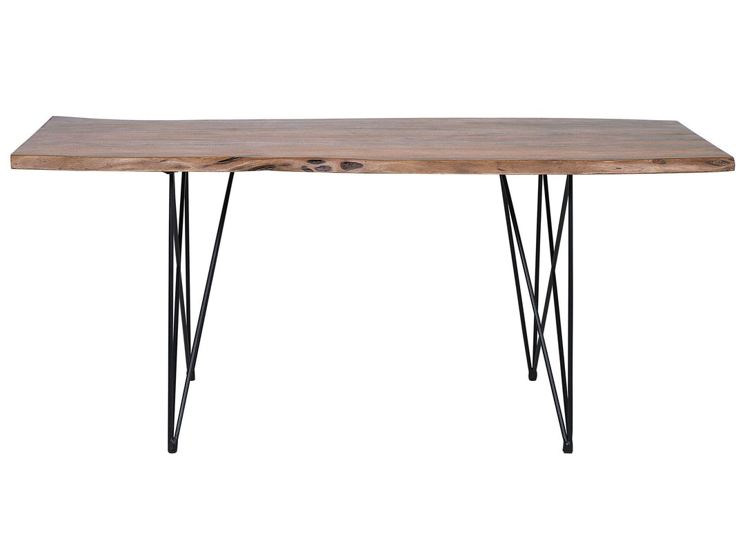 Acacia Dining Table 180 x 90 cm Dark Wood with Black Sweden