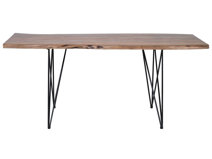 Acacia Dining Table 180 x 90 cm Dark Wood with Black Sweden