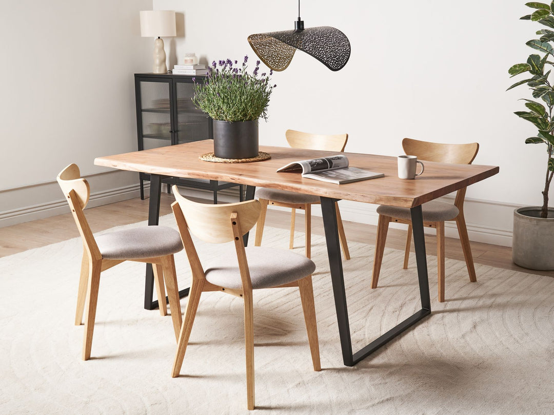 Acacia Dining Table 180 x 90 cm Light Wood with Black Patrecia