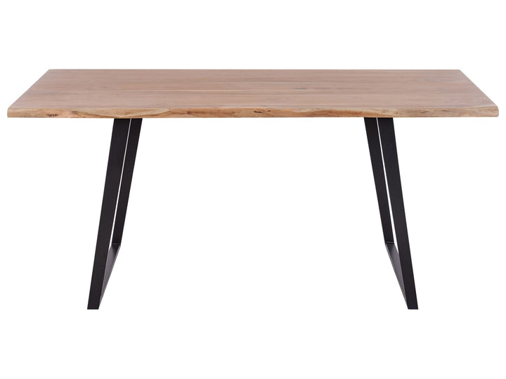 Acacia Dining Table 180 x 90 cm Light Wood with Black Patrecia