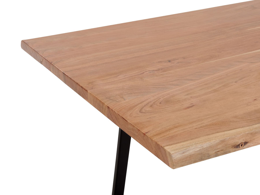 Acacia Dining Table 180 x 90 cm Light Wood with Black Patrecia