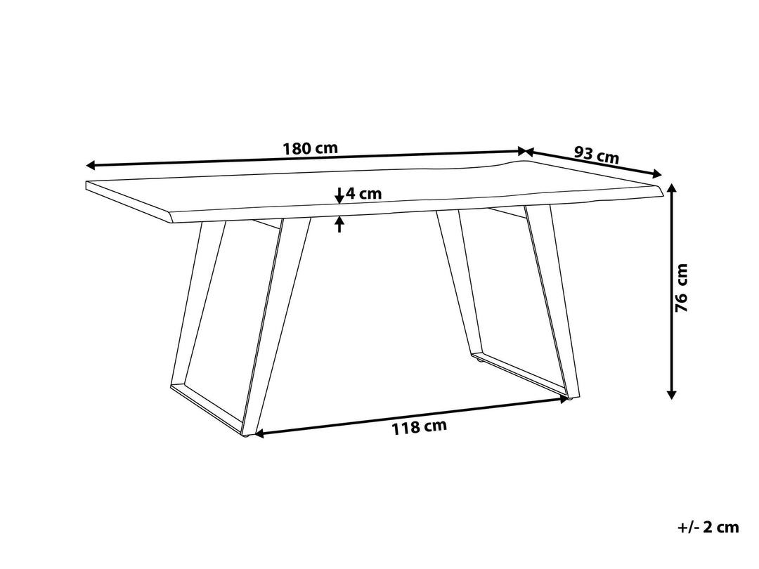 Acacia Dining Table 180 x 90 cm Light Wood with Black Patrecia