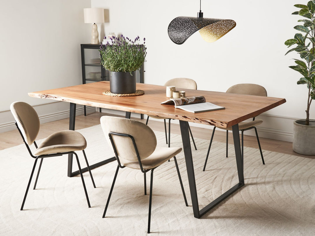 Acacia Dining Table 200 x 100 cm Light Wood with Black Patrecia