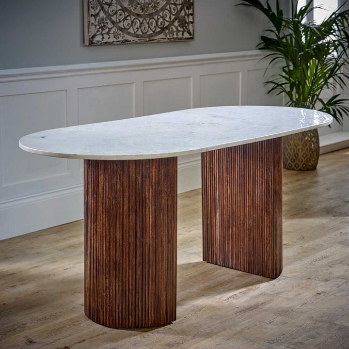 Mango Wood Dining Table 170 Cm With Marble Top Opal