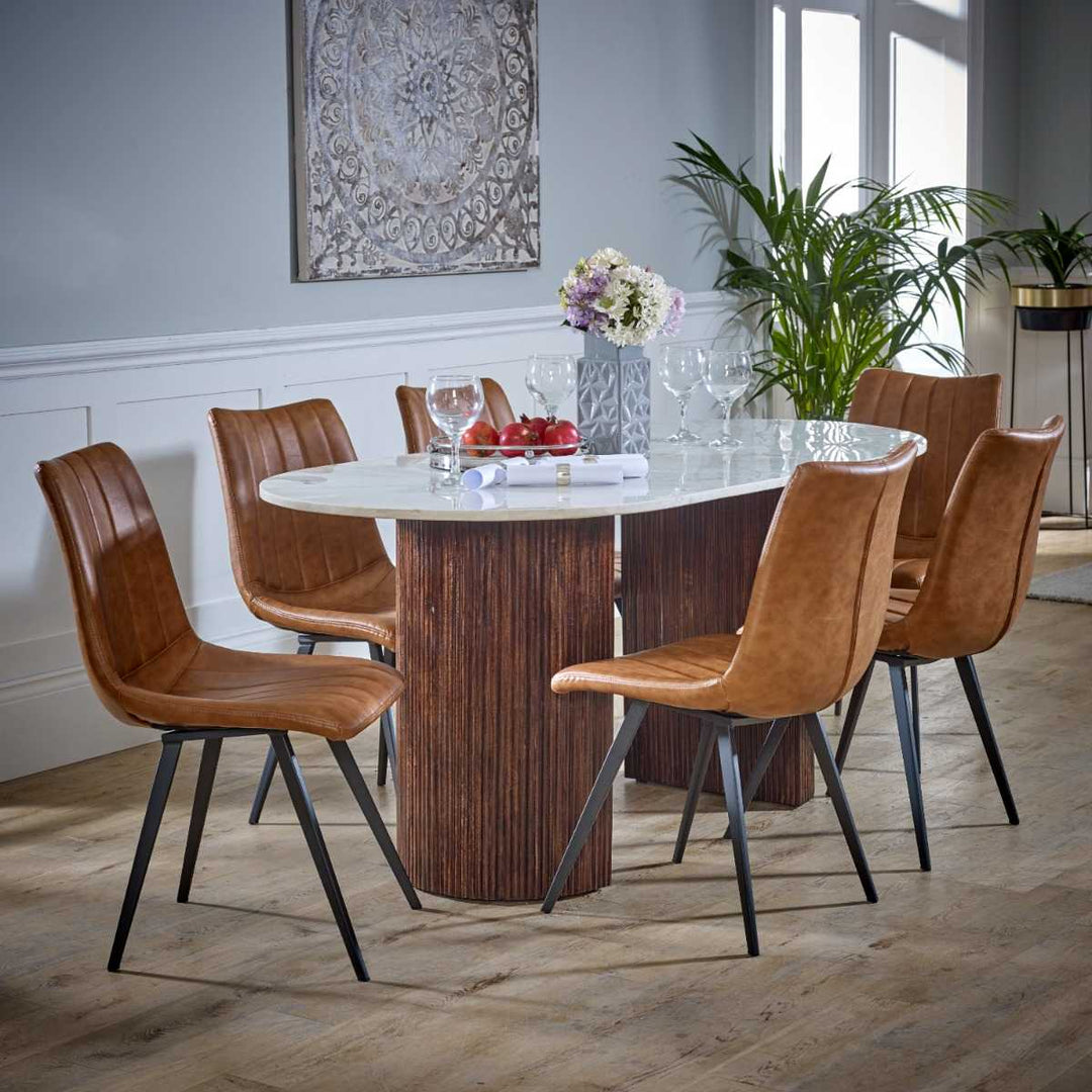 Mango Wood Dining Table 170 Cm With Marble Top Opal