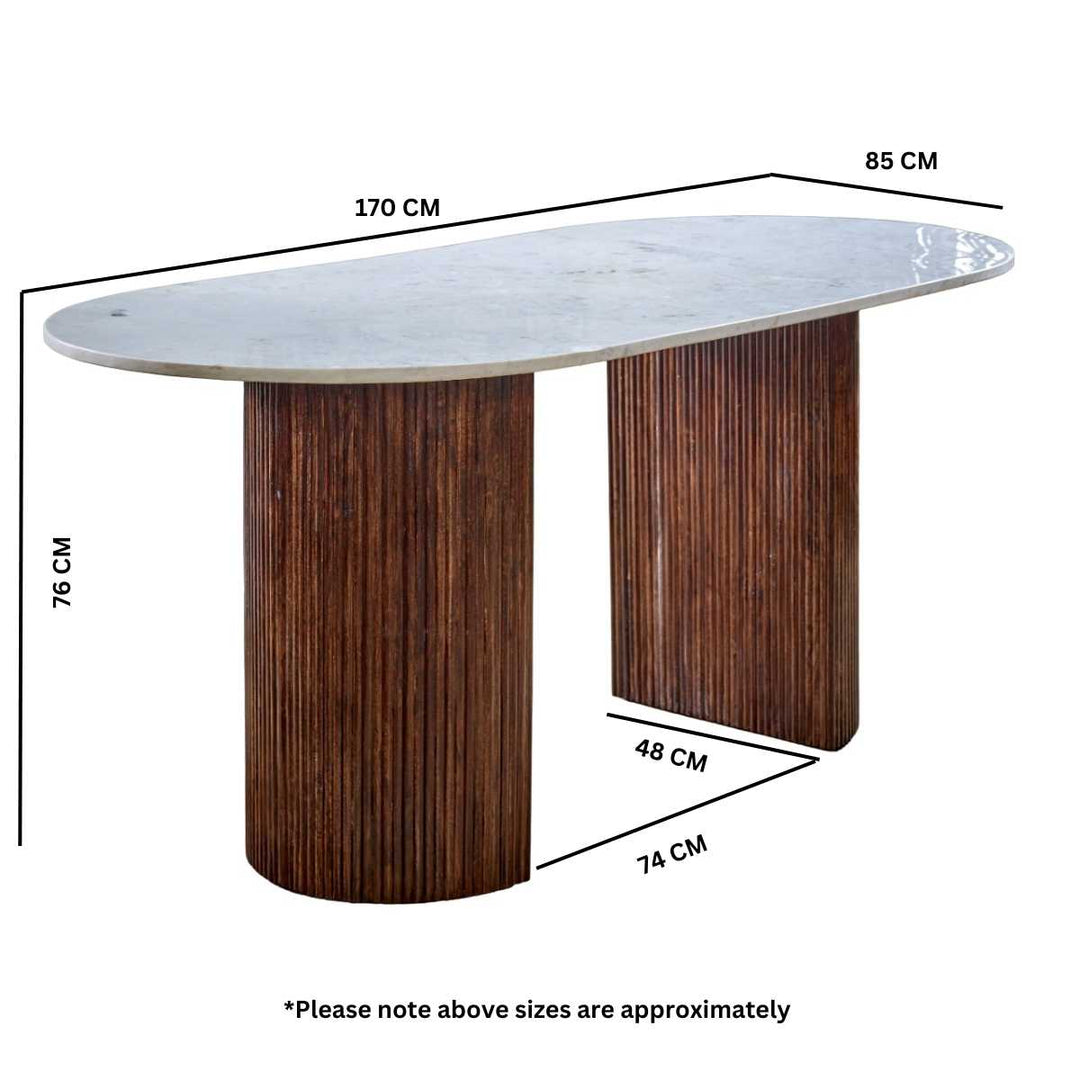 Mango Wood Dining Table 170 Cm With Marble Top Opal