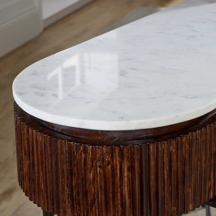 Mango Wood Console Table With Marble Top And Metal Legs Opal