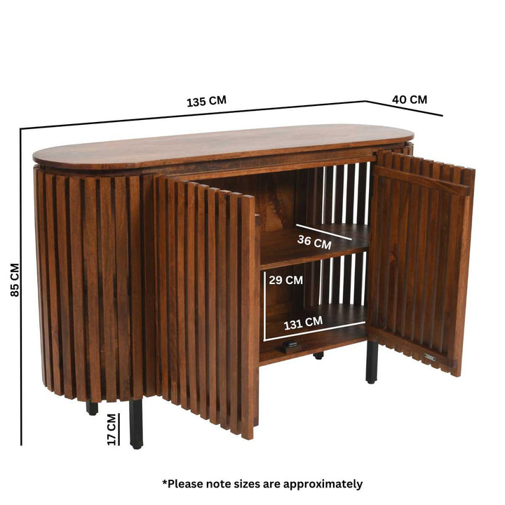 Slatted Mango Wood 2 Doors Sideboard