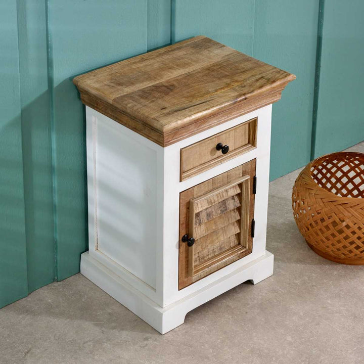 Alfie Solid Mango Wood Bedside Cabinet 1 Drawer 1 Door