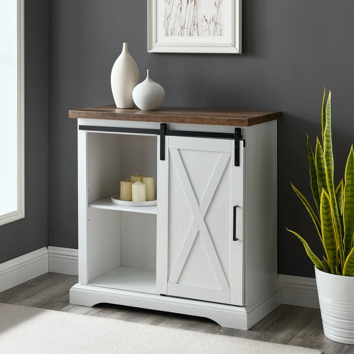 Barn Door Accent Cabinet Rustic Oak Willington